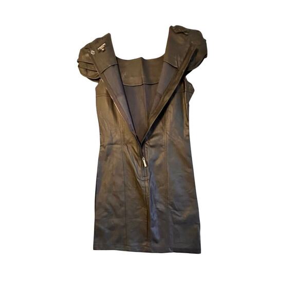La Belle Roc Faux Leather Mini Dress Sz. S Studded Puff Sleeve Y2K Whimsygoth - Picture 6 of 16